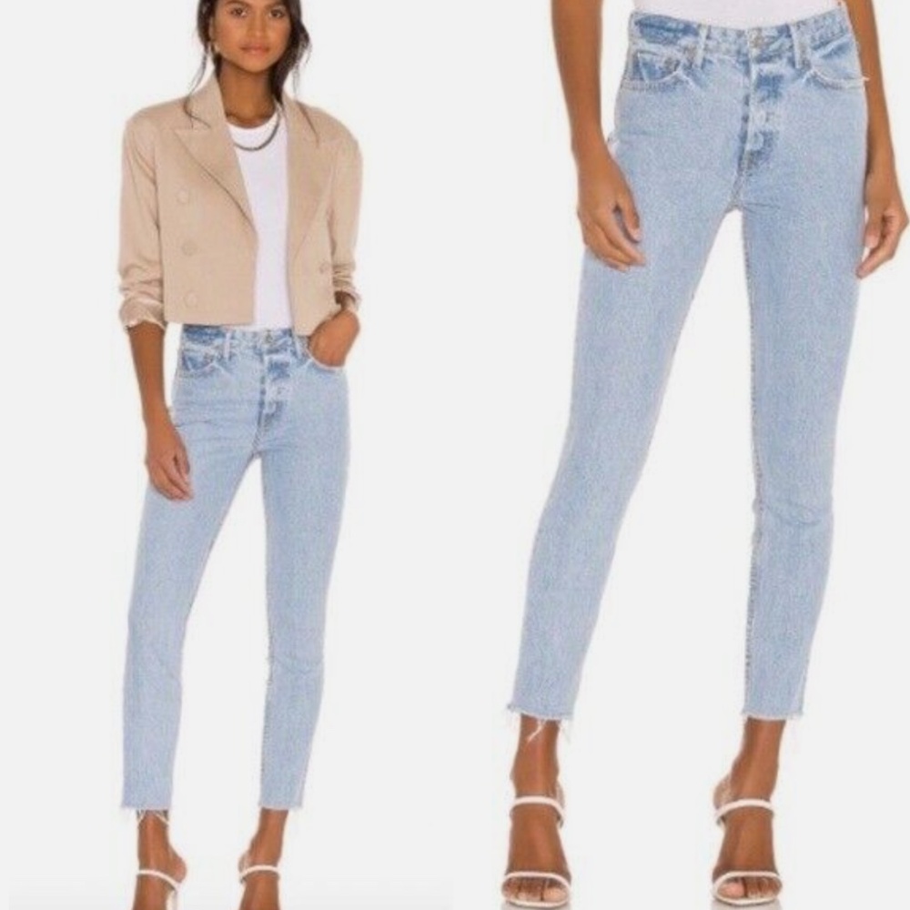 GRLFRND Karolina Raw Hem Jeans worn once, size 28